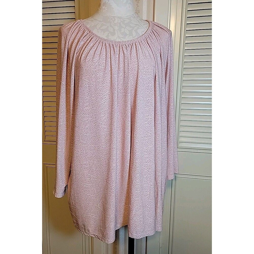 Croft & Barrow Tunic Top Plus Sz 3X Pink Floral Shirt EUC Career Casual